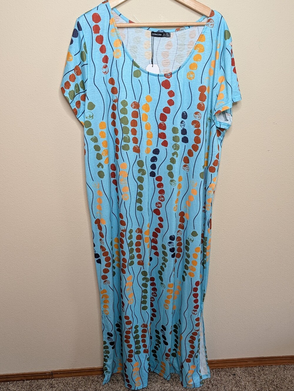 NWT Noracora Blue Dot Print Maxi Dress - 3XL